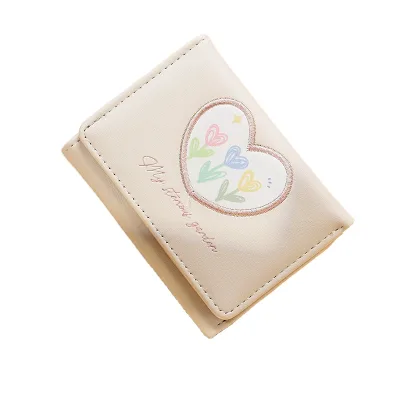 HY6 Wholesale Korean Cute Love Flower Coin Purse Women Multi Heart Card Holder Candy Color Student Cartoon Wallet