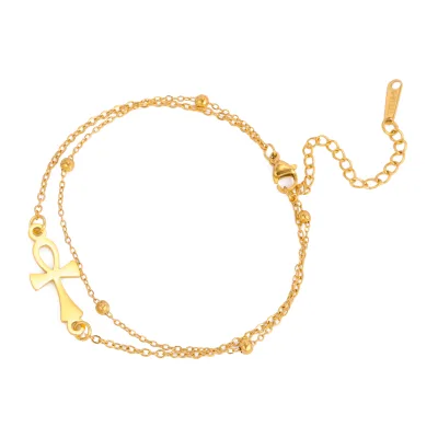 Egypt Ankh Cross Bracelets for Women Minimalism Cross Amulet Bracelet Vintage Egyptian Stainless Steel Jewelry Gift New