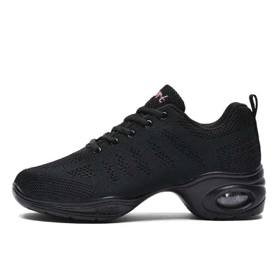 JW Breathable Soft Adult Women Dance Shoes Black Mesh Modern Sports Dance Sneakers