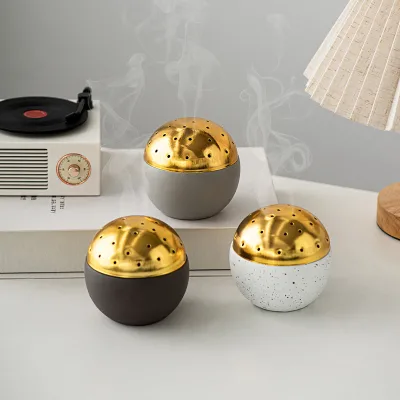 Modern Creative Light Luxury Spherical Cement Rock Incense Burner Simple Cross-Border Design for Religious for Middle Eastern