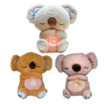 KWS New Baby Sleep Soother Sound Machine Sleeping Toy Breathing Stuffed Animals Breathing Koala Baby Sleep and Playmate