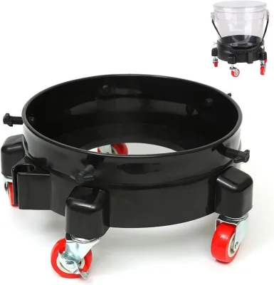 Car Wash Bucket Dolly,5 Gallon Bucket Dolly with 5 Swivel Wheels 360° Rolling Caddy for 3.5 to 6 Gallon Buckets Up to 300 lbs