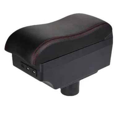 China Car Double Layers Slide 7 USB Charger Design Black Pu Leather Car Armrest Console Box for Chery A3