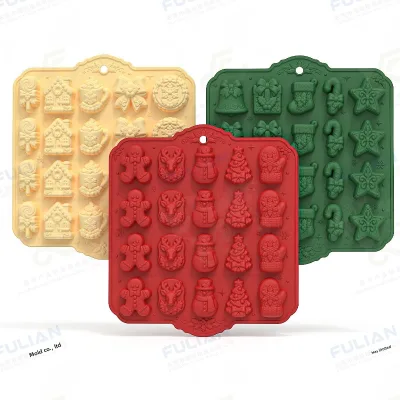 Cross-border New 20-Piece Silicone Gel Christmas Cookie Cutter Set Assorted Shapes Plus Mousse Mold and Chocolate Set