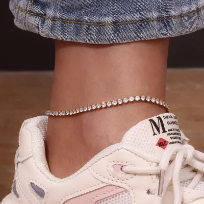 18k Gold Plated Stainless Steel Simple Summer Jewelry Waterproof Chain Dainty Anklet Bracelet for Women