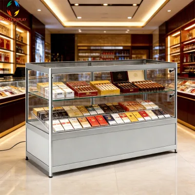 Retail Eco-Friendly Heavy Duty Recyclable Glass Display Cabinet Mobile Phones Smoke Lockable Doors Aluminium Showroom
