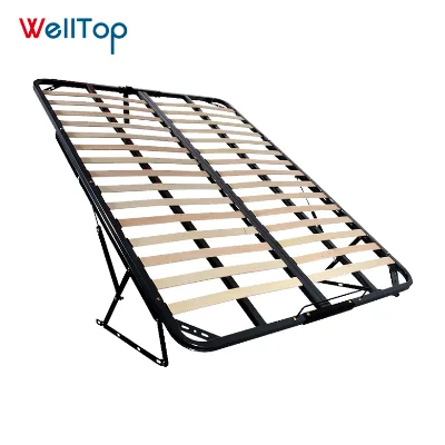 Metal Folding Folded Wooden Slat Queen Bed Frame Designs VT-14.010