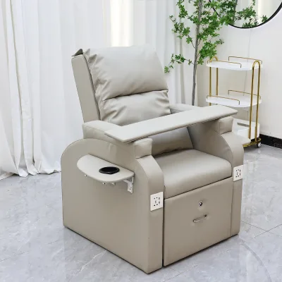 Hot Sale Luxury Silver Leather Electric Portable Adjustable Reclining Pedicure Chair Nail Salon Spa Modern Salon Equipment