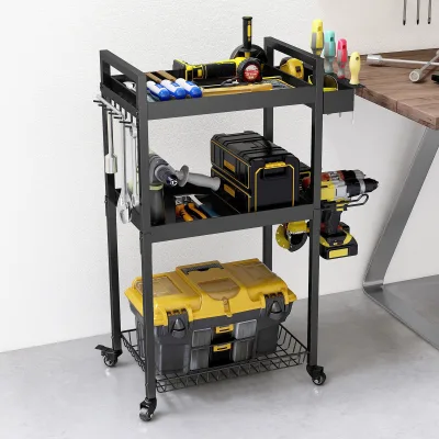 Home Use Landing Tools Storage Rack Metal Hand Electric Tool Holder 3 Layers Living Room Storage Rack Trolley