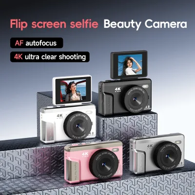 Convenient Digital Camera 64MP, 4K Recording 180° Flip Screen 16X Digital Zoom LED Flash OTG Transmission AF Autofocus HD Camera
