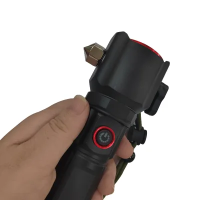 Rechargeable USB Multi-functional Flashlight With Camping Emergency Car Safety Hammer