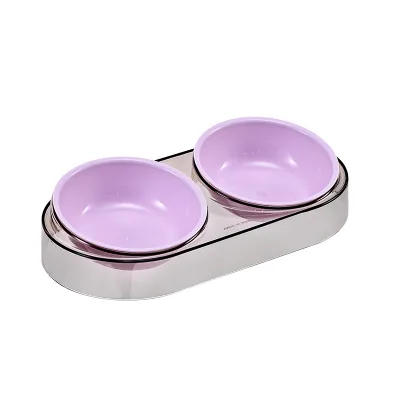 Elevated Cat Food Bowls Transparent Double Raised Cat Transparent Plastic Bowl with Stand
