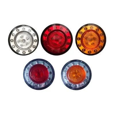 HC-B-2386 Bus Round Universal Red Yellow White Rear Lamp coach Back Led Tail Light