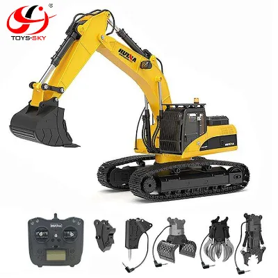 New Upgraded HUINA 1580 Full Alloy Electric Pickup RC Digger 1:14 32CH Excavator Metal RC Breaker Engineering Vehicle Truck