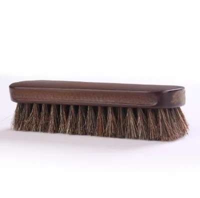 Hot Sale Brown Horse Hair Shoe Brush with Wooden Handle Shoe Cleaning Brush