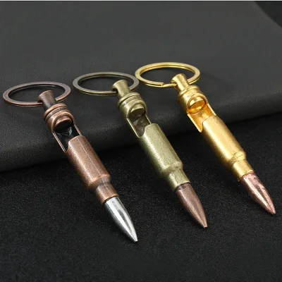 Promotional Gift Metal Gold Plated Bullet Keyring Metal Bullet Bottle Opener Keychain