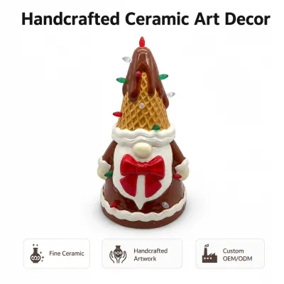 Christmas Tabletop Decor Gnome Ice Cream Cone Figurine Dessert Themed Santa for Shelf Mantel Holiday Season Gift
