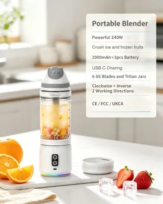Portable Juicer Compact Power 240W Ice Frozen Fruit Crusher Portable Blender Tritan 6 SS Blades 700ml Jar For Camping Travel CE