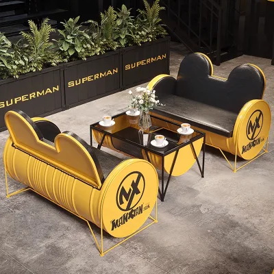 Industrial Style Booth Seating Set Creative Table Chair Combo for Coffee Shops Bars Cat Cafes Outdoor Gardens Home Bar & Hotel