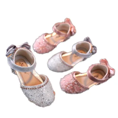 FSMKTZ Girl Dress Shoes Kids Sequins Ballet Flats Bow Flower Wedding Party Flat Baby Girl Shoes
