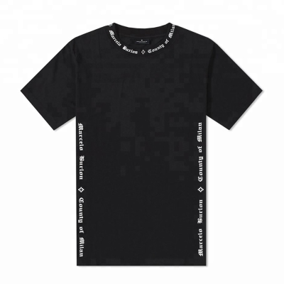 SanDian 190G Men's Black 95 Cotton 5 Spandex T Shirt O Neck Side Screen Printing T Shirt Men Graphic T Shirts
