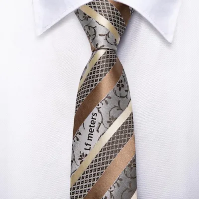 Hi-Tie Boys Girls Children Casual Tie Students Kids Stage Performance Costume Uniform Black Gold Striped Paisley Polyester