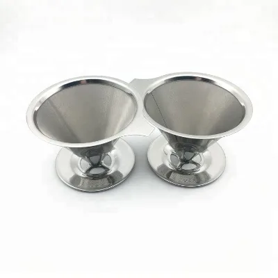 Silver Color Stainless Steel Pour Over Coffee Dripper Coffee Filter
