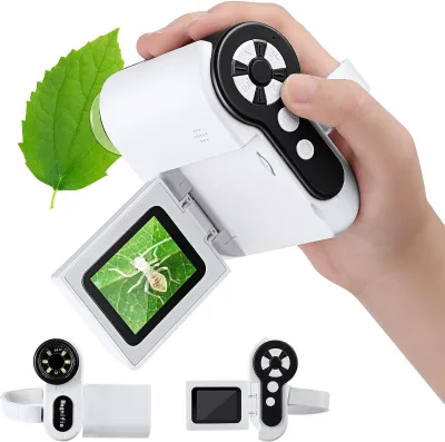 Portable 1000X 2 Inch LCD Screen Handheld Microscope for Kids Birthday Gifts