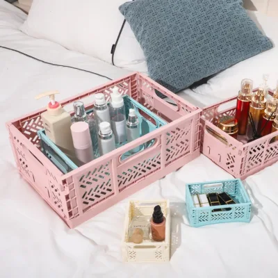 DOOSO Japanese Style Rectangular Storage Box with Lid Foldable Plastic Organizer Basket for Desktop Wardrobe Laundry