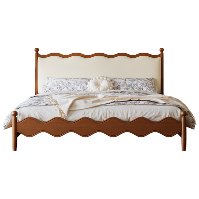 American Style Ash Wood Frame Customize Color Upholstery king Size Bed Frame Luxury Bed Frame for Bedroom