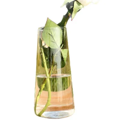 Crystal Glass Vase Living Room Decorative Item Hydroponic Flower Container Tapered Vase