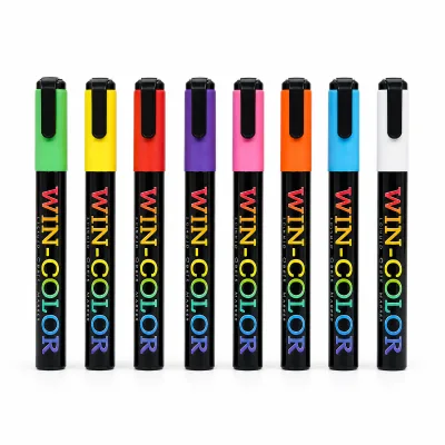 OEM Custom 6mm Chisel Tip PP Body Long Lasting Polyester Fiber Tip Liquid Chalk Marker for Car Window Menu Handcraft Decoration