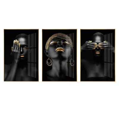 Hot Sale Figure Portrait Paintings Modern African Wall Art Black Canvas Painting with Abstract Portrait Subjects Custom Size