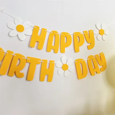 Wholesale Birthday Party Decoration Baby Party Background Wall Decoration Banner Birthday Theme Felt Banners