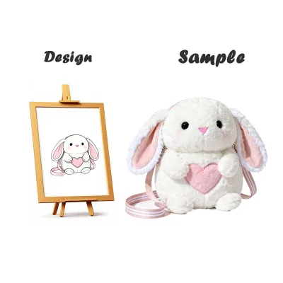 Custom Sizes Manufacturer Plush Rabbit Backpack Soft Plush Crossbody Bag Cartoon Design for Girls Cotton PP Cotton Filling