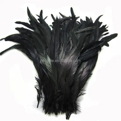 High Quality Bleached Black Cock Rooster Tail Feather for Costume