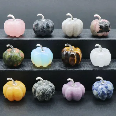 Crystal Pumpkin Figurine Halloween Decoration Pumpkin Sculpture Pumpkin Jade Carving Natural Crystal Stone