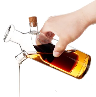 2 in 1 New Design Household Olive and Vinegar Dispenser Kitchen Cooking Oil Glass Bottle Pot