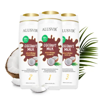 Private Label Hair Shampoo and Conditioner Set Organic Natural Hair Care Coconut Oil Shampoo Conditioner Body Shower Gel Kit