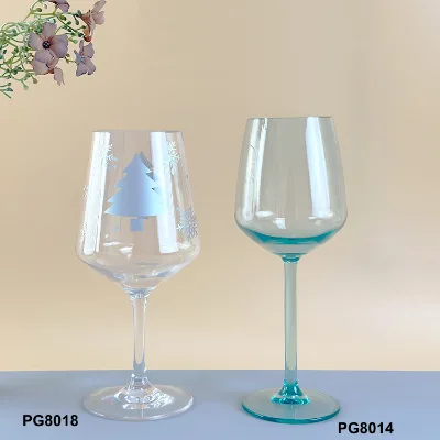 Custom 14oz Clear Plastic Wine Glass Unbreakable Tritan Dishwasher Safe Wine Glass With Print Logo