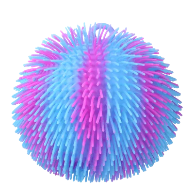 Best Selling 8 Inch Twin-Color Puffer Ball Fluffy TPR/Silicone Light-Up Anti-Stress Squeeze Toy for Boys & Girls