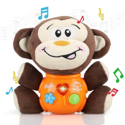 Battery Operated Musical Baby Calming Plush Soothe Monkey With Light