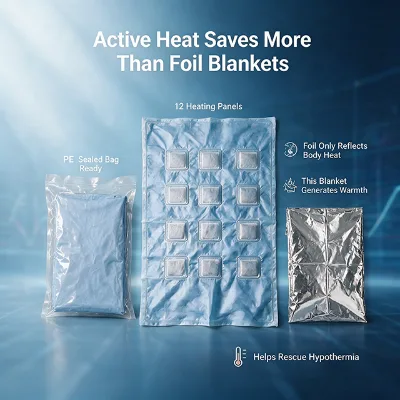 Self Heating Blanket Better Than Common Space Emergency Blanket 12 Panel Waterproof for Field Trauma Disaster Response