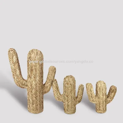 Straw artificial cactus for home decoration