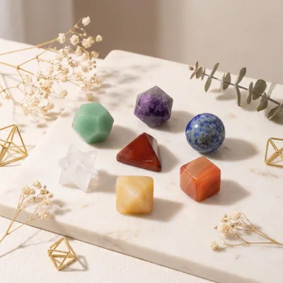 Natural Crystal Healing Stone Hand Carved 7chakra Amethyst Geometric Shape Spiritual Wellness for Balancing