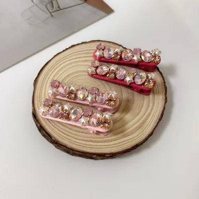 Fashion Female Half Tie Hairpin Crystal Hair Accessories with Spring Clip for Ponytail Horizontal Word Clip for Headwear