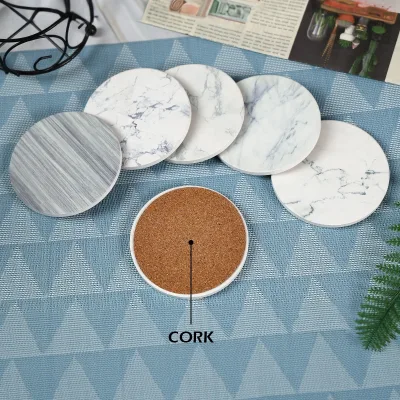 Custom Round coaster Water Absorbent Marble Stone Coasters for Drinks