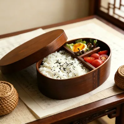Japanese-style wooden bento boxes, wooden lunch containers for sushi and fruits, minimalist creative solid wood tableware