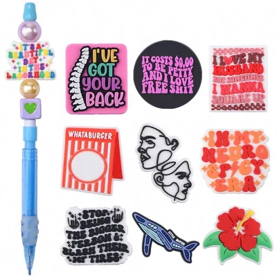 Christmas Silicone Beads Pens Manufacturer Custom Infant Chew DIY Baby Teething Character Silicone Charms Focal Beads for Pens