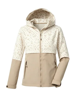 Kids' Printed Two-Tone Hooded Softshell Jacket with Fleece Lining
